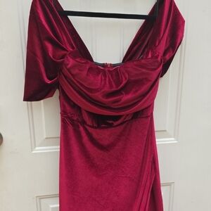 Elegant Red Velvet Dress
